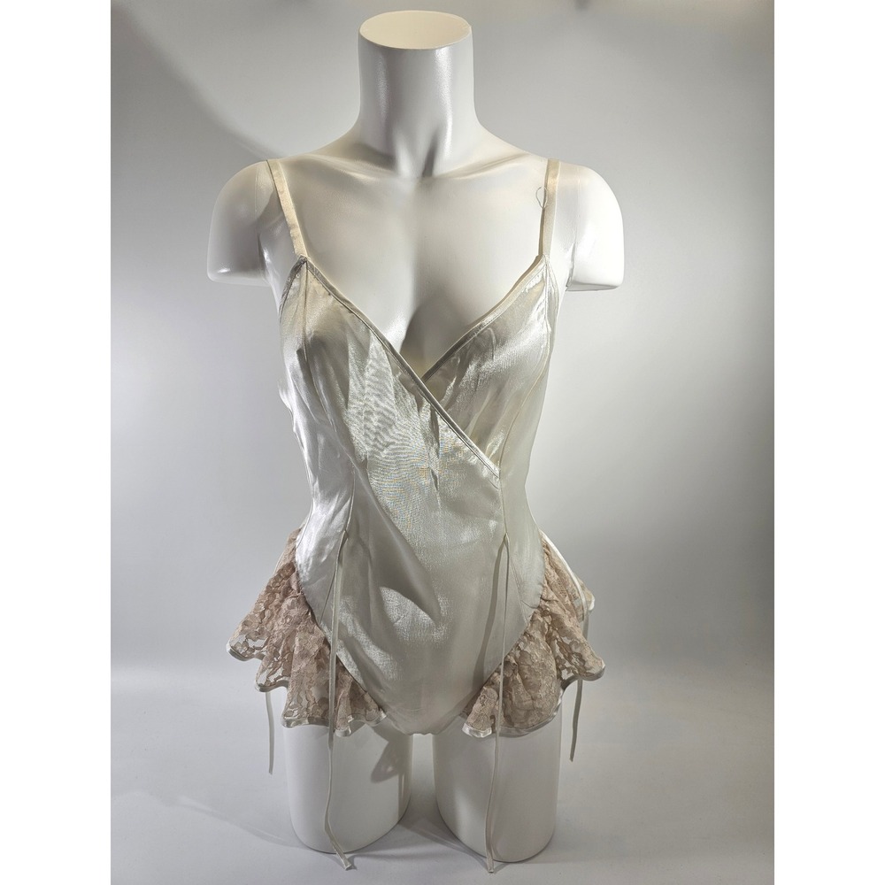 Victoria's Secret Gold Label 80's Satin Wrap Bodysuit Teddy Lingerie Sleepwear